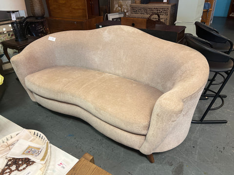Beige Microfiber Camel Back Loveseat 167536.