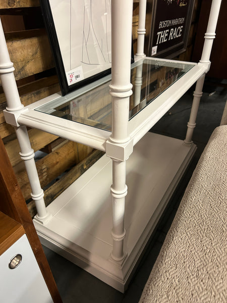 White Bamboo Shelf w/ Glass Shelves 177817.