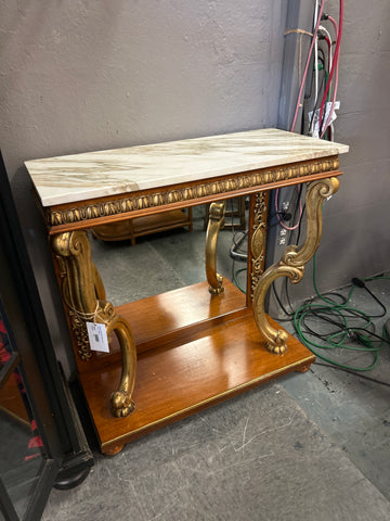 Marble Top Gold Table w/ Mirror Below 169094.