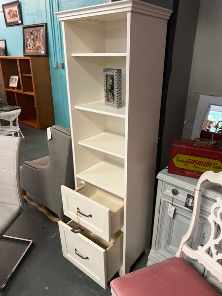 White 2 Drawer Tall Bookshelf 165698.