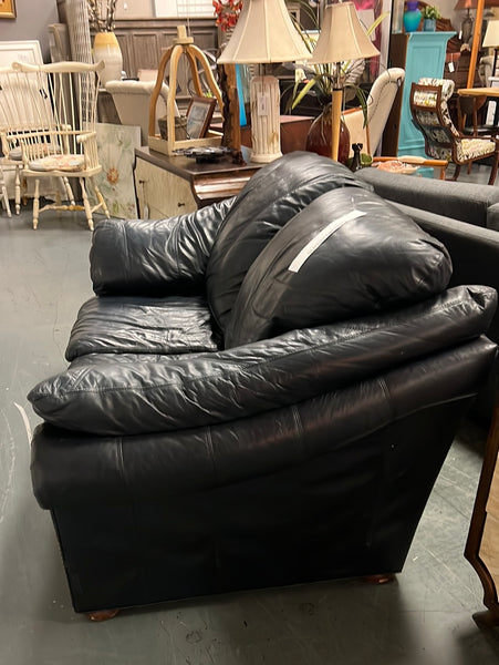 Blue Leather Reclining Loveseat 143055.