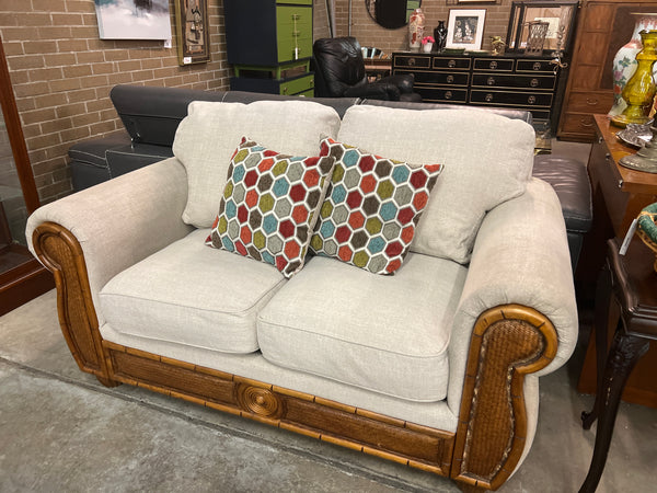 Beige Sofa w/ Wood Accent 164832.
