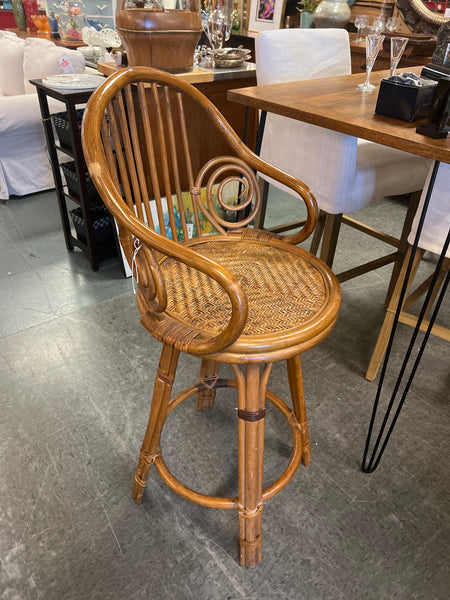 2 Bent Wood Wicker Bar Stools 155454.