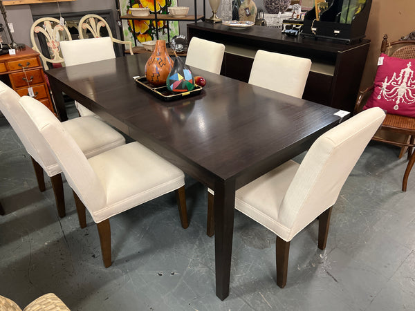 Crate and Barrel Dark Wood Dining Table w/ 19” Leaf 157371.