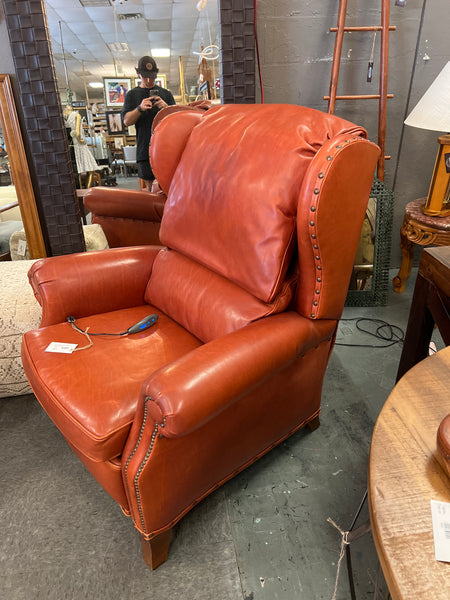 Rust Leather Power Recliner Hancock and Moore 152400.