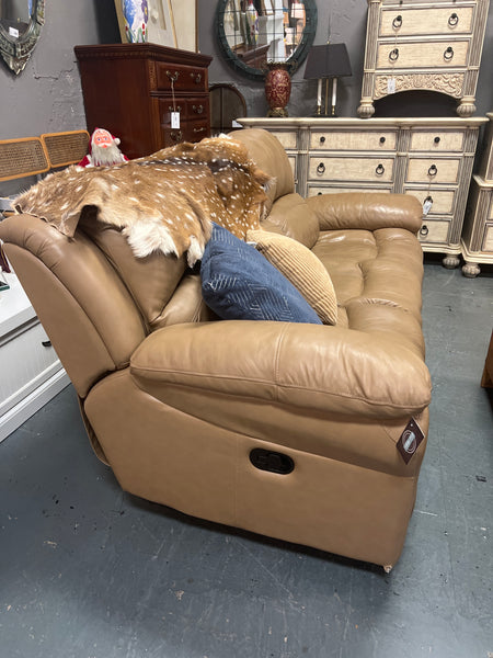 Tan Leather Reclining Sofa 168230.