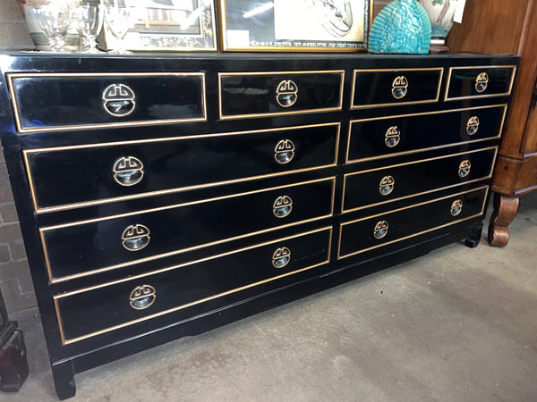 Black Laquer Asian Dresser - Gold Detail 157160.