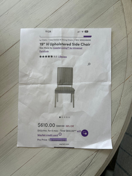 Pair Upholstered Chairs Stripe 166320.