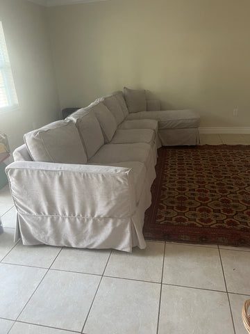 Slip Cover Sleeper Sectional - Light Grey 162831.