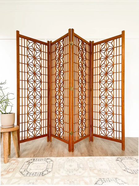 Teak Kumiko Room Divider MCM 4 panel 150227.