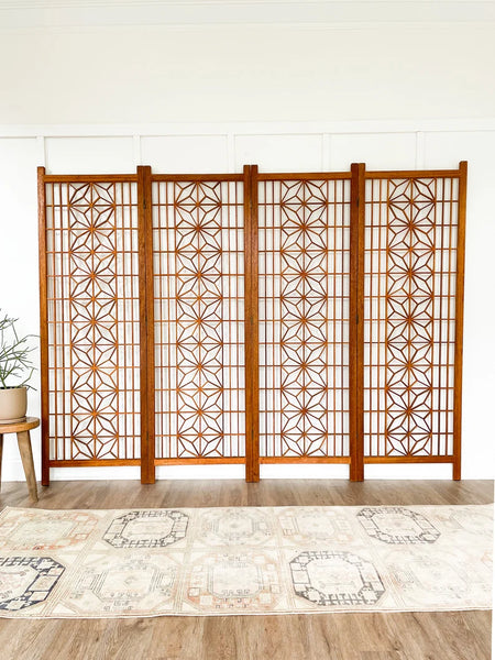 Teak Kumiko Room Divider MCM 4 panel 150227.