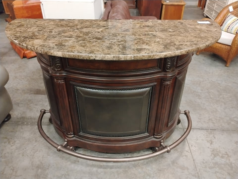 Mahogany Carved Wood Bar w/ 3 Barstools 167571.