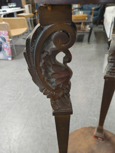 Antique Wood Brass Swan Plant Stand 164022.