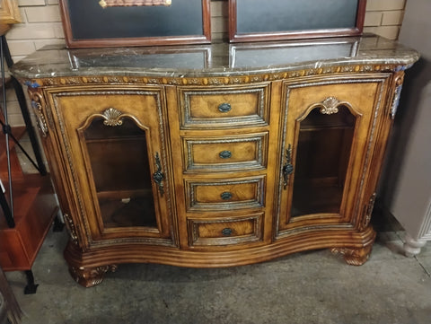 Two Glass Door Marble Cabinet 168994.