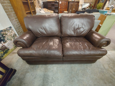 Brown Leather Loveseat 167898.