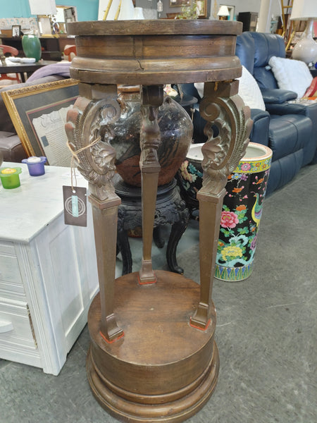 Antique Wood Brass Swan Plant Stand 164022.