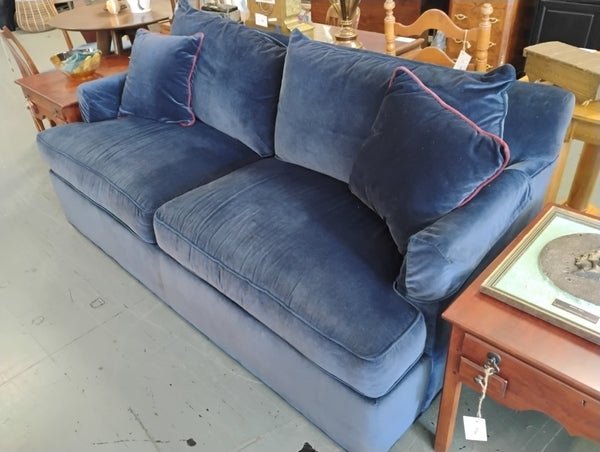 Ethan Allen Blue Velvet Sofa 166910.