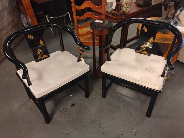 Black Lacquer Asian Arm Chair 168971. (2 Available)