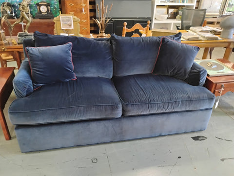 Ethan Allen Blue Velvet Sofa 166910.