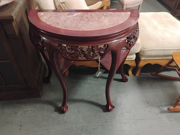 Rosewood Half Moon Marble Tabletop 168998.