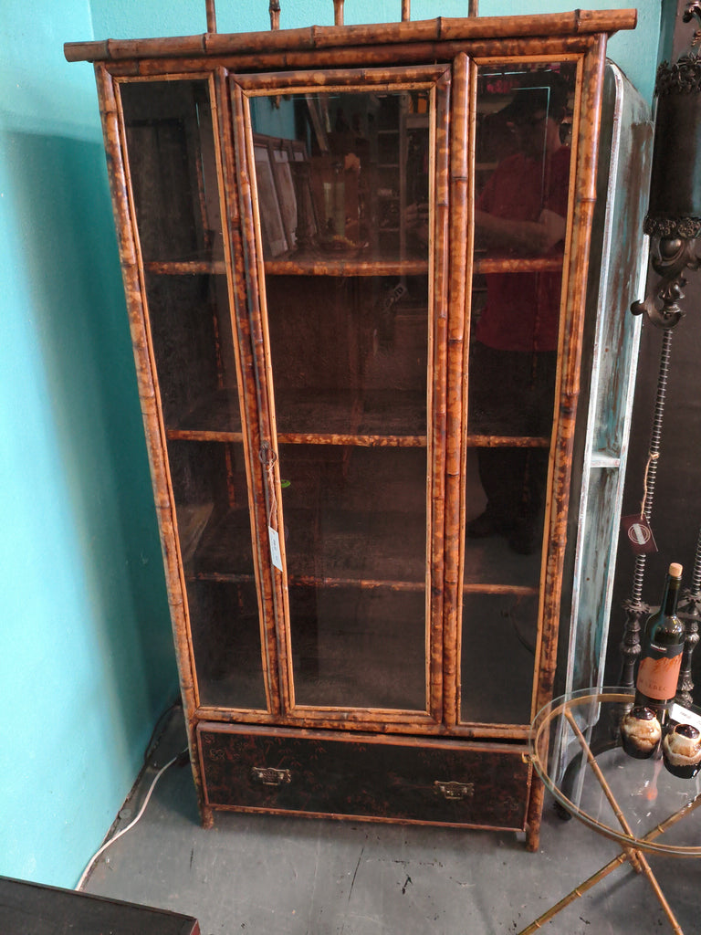 Antique Bamboo Glass Cabinet 176966.