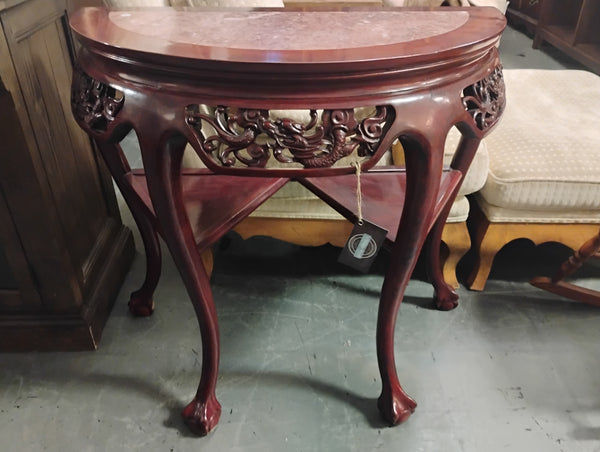 Rosewood Half Moon Marble Tabletop 168998.