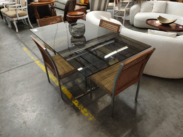 Mid Century Smoke Glass Table and 4 MCM Howell Chairs Set Price 174470.