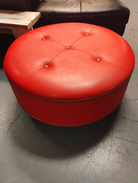 Round Red Ottoman 168990.